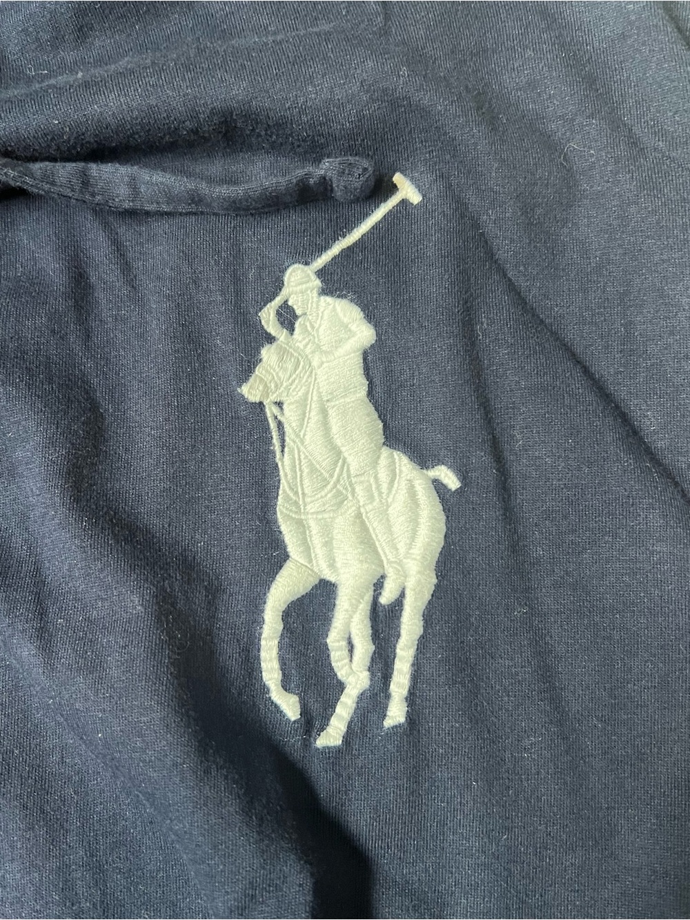 Polo by Ralph Lauren Navy Hooded Long Sleeve Shirt with White Pony & Sleeve Logo - Picture 4 of 5